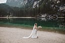 bride walking towards her groom- Dolomites Elopement