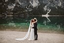 bride and groom kissing in the middle of nature's best- Dolomites Elopement