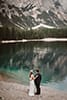 bride and groom standing in the beauty of Italy- Dolomites Elopement