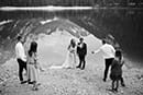 bride and groom with their small guests in their wedding ceremony- Dolomites Elopement