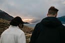 bride and groom walking as the sun start to rise- Queenstown Wedding